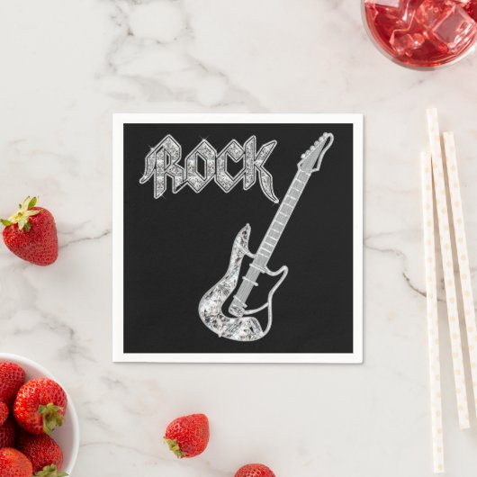 Zwart en Zilver ROCK Gitaar Papier Servetten (Insitu)