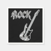 Zwart en Zilver ROCK Gitaar Papier Servetten (Voorkant)