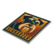 Zwart en Zilver Schnauzer Retro Portret Tegeltje (Zijkant)