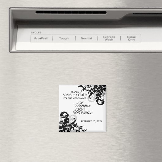 Zwart en zilver sparen de Datum Magneet (Insitu (Vaatwasser))