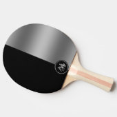 Zwart en zilver split-screen geometrisch ontwerp tafeltennisbatje (Zijkant)