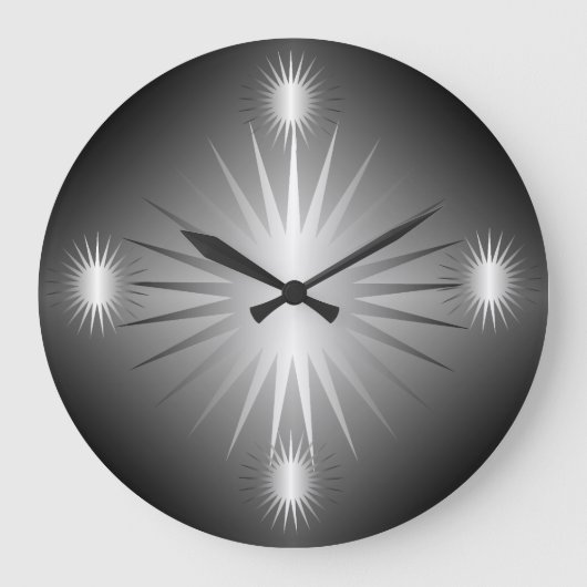 Zwart en zilver Star-slot Grote Klok (Voorkant)