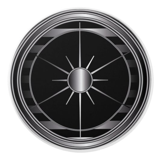 Zwart en zilver Star Trim Keramische Knop (Voorkant)