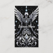 Zwart en Zilver Tattoo Angel 2 Visitekaartje (Voorkant)