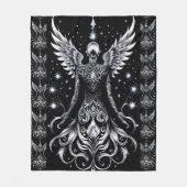 Zwart en Zilver Tattoo Angel Fleece Deken (Voorkant)
