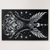 Zwart en Zilver Tattoo Angel Legpuzzel (Horizontaal)