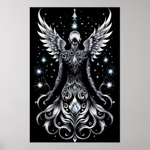 Zwart en Zilver Tattoo Angel Poster