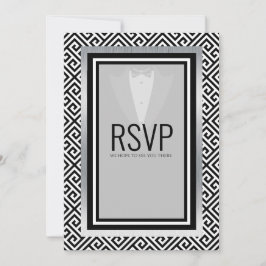 Zwart en zilver trouwfeest pak vrijgezellenfeest a aankondiging