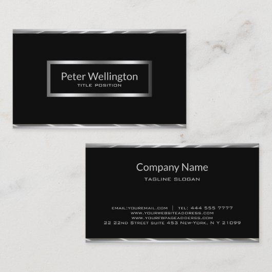Zwart en zilver visitekaartje (Voorkant / Achterkant)