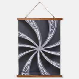 Zwart en zilver wiel hangend wandkleed