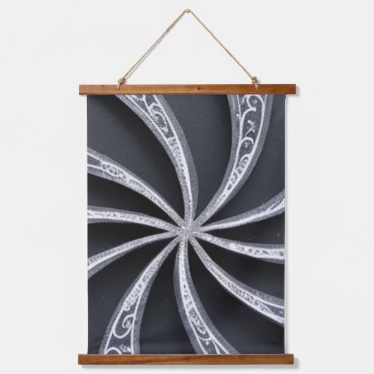 Zwart en zilver wiel hangend wandkleed (Voorkant)