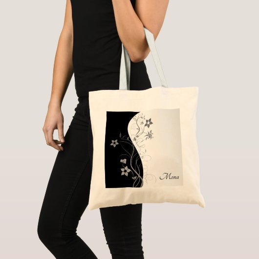 Zwart en zilveren achtergrond tote bag (Voorkant (product))
