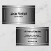 Zwart en zilveren bars horizontale accountant visitekaartje (Voorkant / Achterkant)