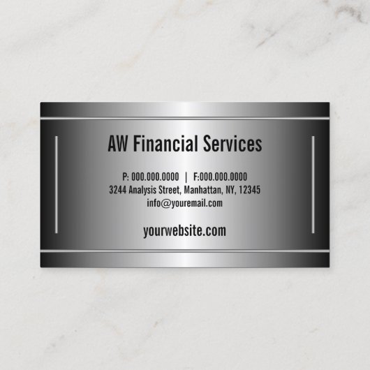 Zwart en zilveren bars horizontale accountant visitekaartje (Achterkant)