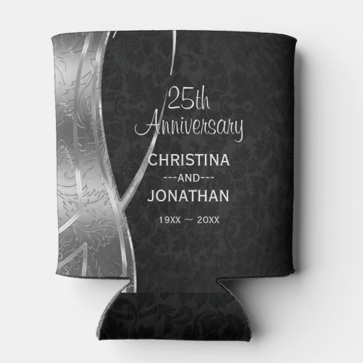 Zwart en zilveren damast- Jubilea Koelbox Blikjeskoeler (Achterkant)