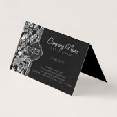 Zwart en zilveren damast visitekaartje (Achterkant)