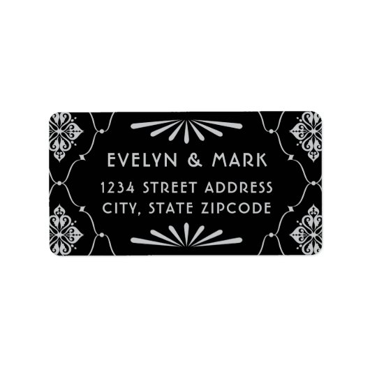  zwart en zilveren deco-weddenschap etiket (Voorkant)