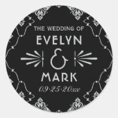 zwart en zilveren deco-weddenschap ronde sticker (Voorkant)