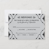 zwart en zilveren decobruiloft RSVP kaartje (Voorkant)