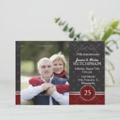 Zwart en zilveren elegant - 25 jaar getrouwd kaart (Staand voorkant)