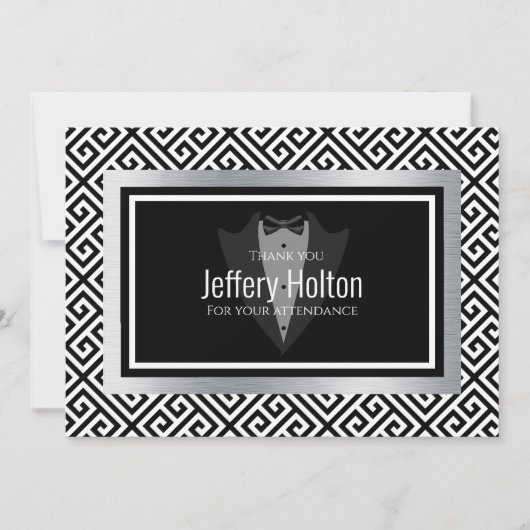 Zwart en zilveren Verlaat het nest-feest bedankkaa Bedankkaart (Voorkant)