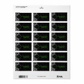 Zwart en Zilvergrijs  Bloemen Damasks 2 Etiket (Full Sheet)