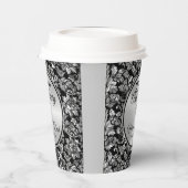 Zwart en zilvergrijs Damask 25e Jubileum Pape Papieren Bekers (Links)