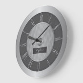 Zwart en zilvergrijs staal grote klok (Hoek)