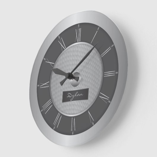 Zwart en zilvergrijs staal grote klok (Hoek)