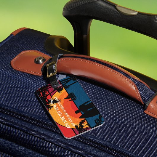 Zwart en zonsondergang vakantie PERSONALISEREN Bag Bagagelabel