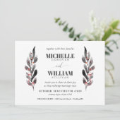 Zwart en zwart | bruiloft voor moderne filialen kaart (Staand voorkant)