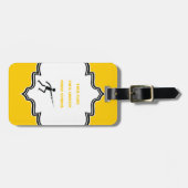 Zwart encer-silhouet met zwaardomheining, aangepas bagagelabel (Voorkant horizontaal)