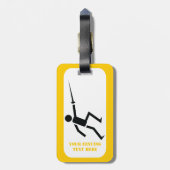 Zwart encer-silhouet met zwaardomheining, aangepas bagagelabel (Achterkant verticaal)