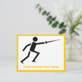 Zwart encer-silhouet met zwaardomheining, aangepas briefkaart (Staand voorkant)