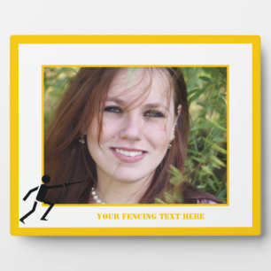 Zwart encer-silhouet met zwaardomheining, aangepas fotoplaat