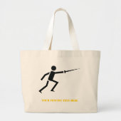 Zwart encer-silhouet met zwaardomheining, aangepas grote tote bag (Voorkant)