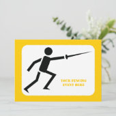 Zwart encer-silhouet met zwaardomheining, aangepas kaart (Staand voorkant)