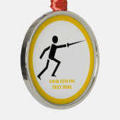 Zwart encer-silhouet met zwaardomheining, aangepas metalen ornament (Rechts)