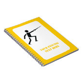 Zwart encer-silhouet met zwaardomheining, aangepas notitieboek (Rechterzijde)