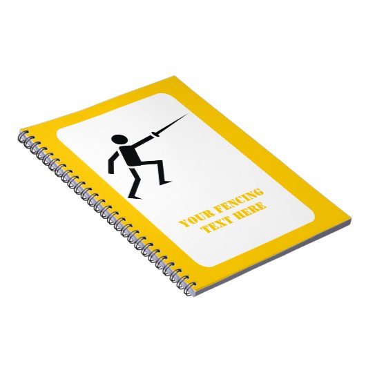 Zwart encer-silhouet met zwaardomheining, aangepas notitieboek (Rechterzijde)