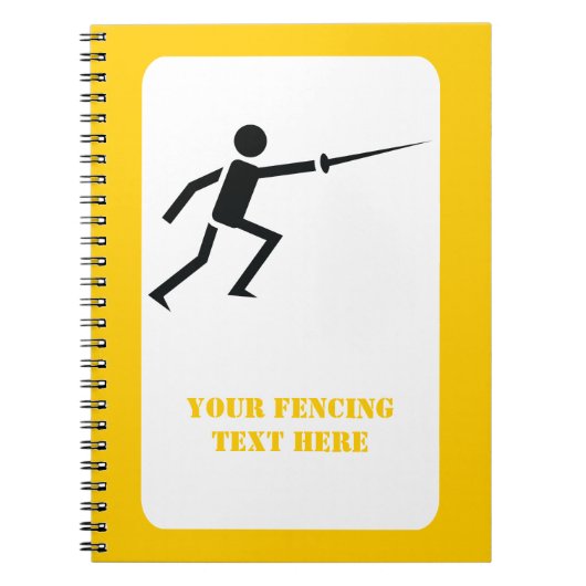 Zwart encer-silhouet met zwaardomheining, aangepas notitieboek (Voorkant)