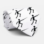 Zwart encer-silhouet met zwaardomheining, aangepas stropdas (Opgerold)