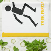 Zwart encer-silhouet met zwaardomheining, aangepas theedoek (Gevouwen)