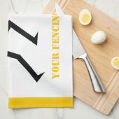 Zwart encer-silhouet met zwaardomheining, aangepas theedoek (Quarter Fold)