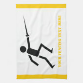 Zwart encer-silhouet met zwaardomheining, aangepas theedoek (Verticaal)