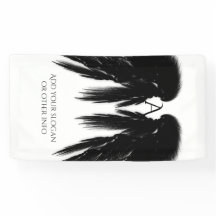 Zwart Engel Vleugels Monogram Verticaal