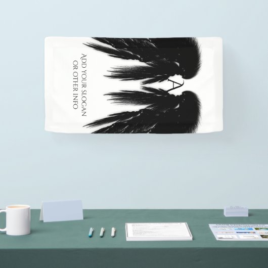 Zwart Engel Vleugels Monogram Verticaal Spandoek (Beurs)