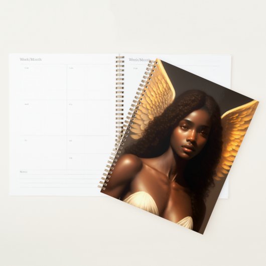 Zwart Engel Vrouw Angelcore Kunst Planner (Display)