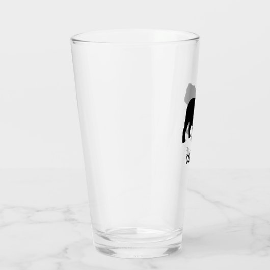 Zwart Engels Bulldog Silhouette Persoonlijk Glas (Rechts)