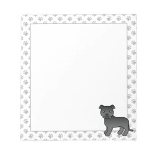 Zwart Engels Staffie Schattigee Cartoon Dog Notitieblok